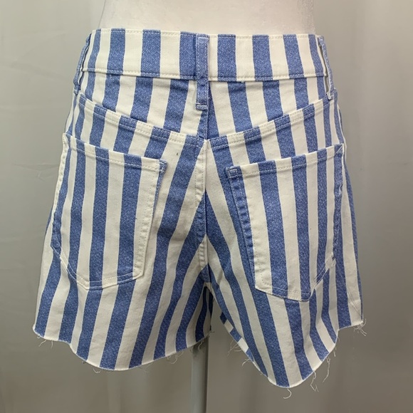 Express Blue and White Striped Shortie Super High Rise Mom Shorts- NWT- 6 - Picture 11 of 15